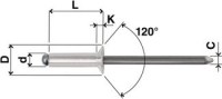 Alu nýt. kuželová příruba 4,8x16mm (balení 500 ks) 505481603