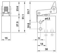 Mechanický ventil 3/2 NO s připojením M5, s pákou Jednomístné MS 315