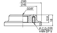 Upevnění vnitřní přísavky G3 / 8" pro přísavky VB a VF75, VFC90,100 38FA